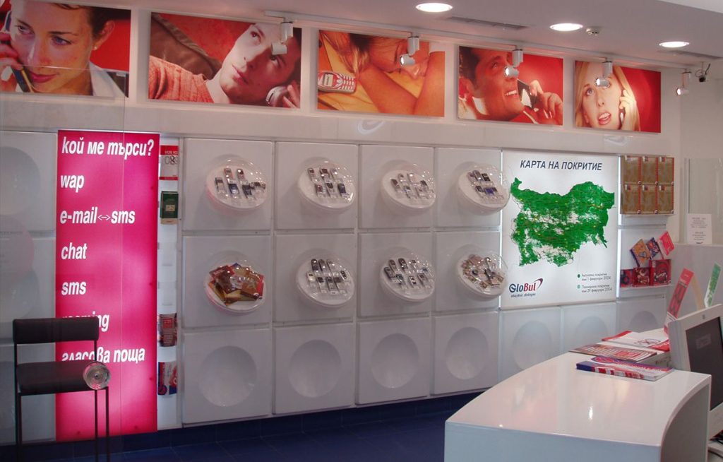 Globul Shops — Retail interiors for Globul mobile operator shops in Bulgaria